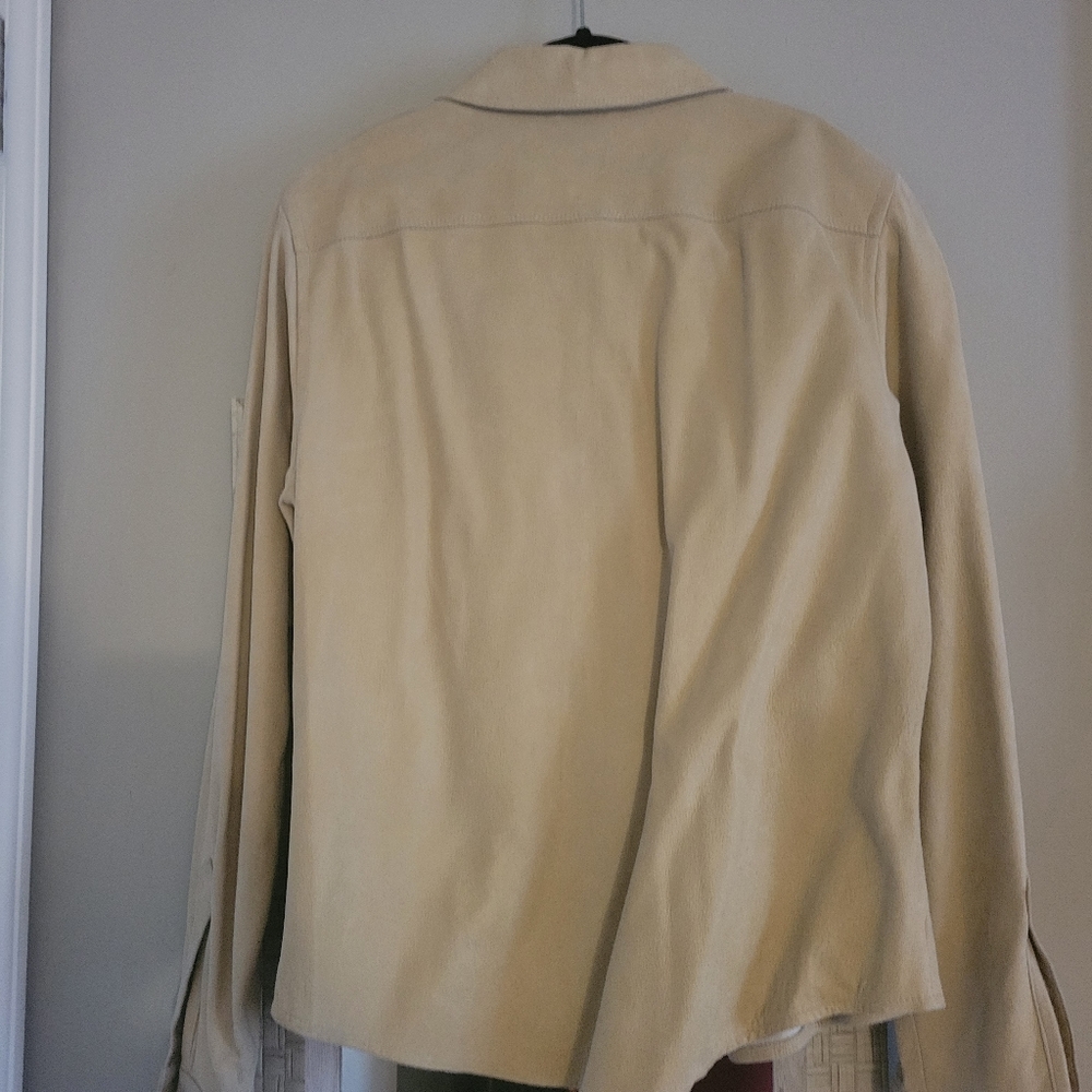Suede bottom down shirt